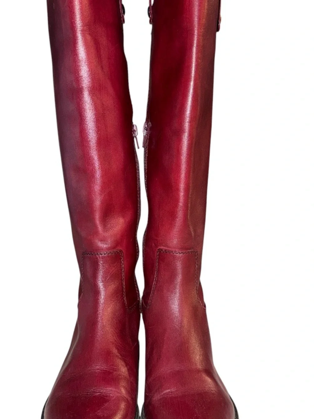 INC Fawne Merlot Leather Riding Boots, Size 8.5
